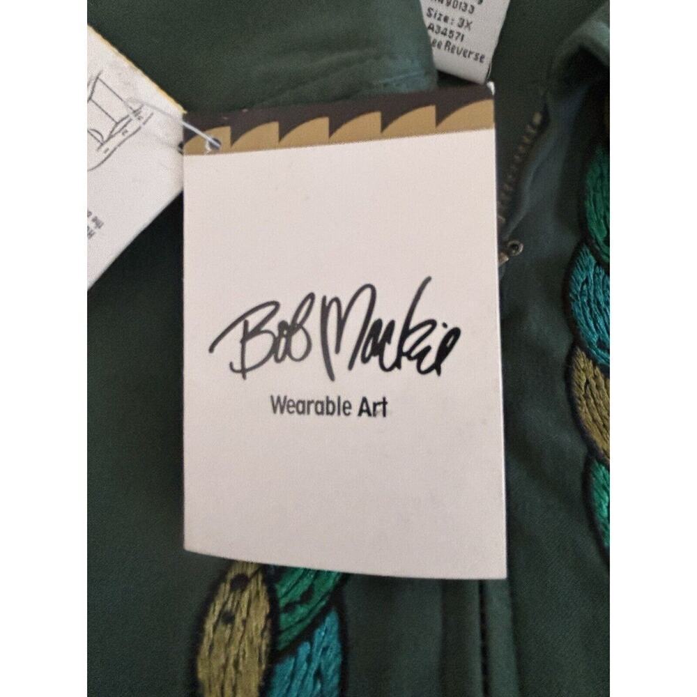 BOB MACKIE Stretch Moleskin Tassel Embroidered Zipper Jacket 3X Green NWT - Picture 6 of 9
